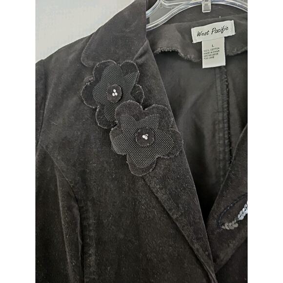 West Pacific ~Woman Size L~ Brown Velvet Embellished Blazer Jacket Unlined. - Picture 15 of 16
